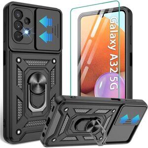 Samsung Galaxy A32 5G Case with HD Screen Protector, Heavy Duty Shockproof Black